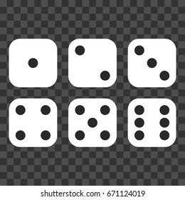 Dice on a transparent background. Vector illustration