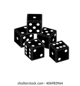 Dice on white background. Casino. Vintage background.