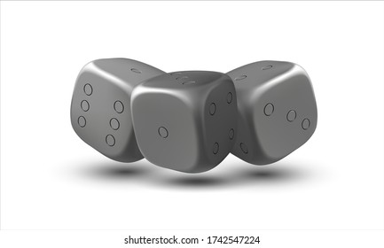 Dice sobre un fondo blanco. Diablos grises. Fondo del casino. Ilustración vectorial.