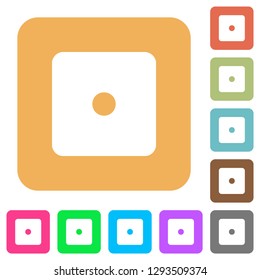 Dice one flat icons on rounded square vivid color backgrounds.