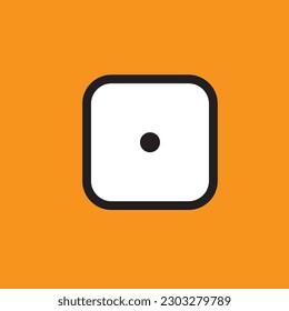 Dice one icon design features a single die displaying the number one feature, symbolizing the outcome of a random or chance event.