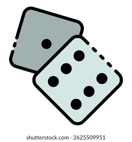 Dice one six face icon. Outline dice one six face vector icon color flat isolated