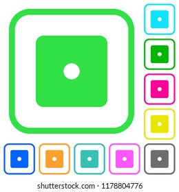 Dice one vivid colored flat icons in curved borders on white background