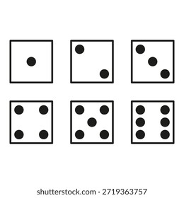 Dice Outline Six Sides Simple Gaming Set
