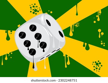 Dice painted as Graffiti. Abstract modern street art decoration, luck and board game concept performed in urban painting style.