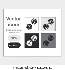 Dice placed on web page template flat vector icon.