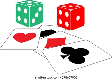 Dice and playing cards