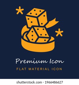 Dice premium material ui ux isolated vector icon in navy blue and orange colors