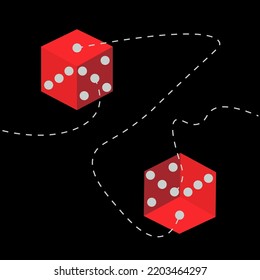 Dice. Probability Theory. Vector Isometric, Three Dimensions Board Game Pieces