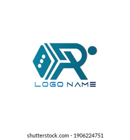 Dice R logo. illustration of R logo combined with Tosca color dice on white background