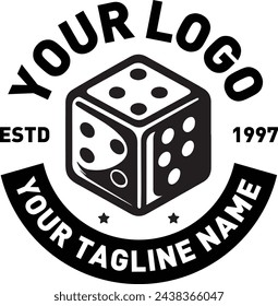 El logotipo de Dice Retro, logotipo plano