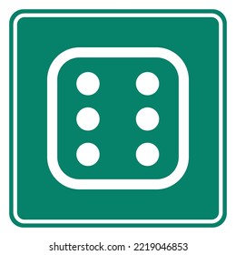 Dice and road sign on white