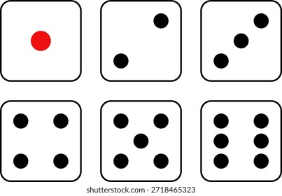 Dice roll, 6 sides set