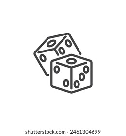 Dice Roll line icon. linear style sign for mobile concept and web design. Gambling dice outline vector icon. Symbol, logo illustration. Vector graphics