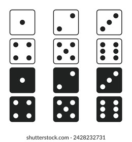Dice roller cube 1 to 6 side face icons
