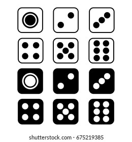 Dice with rounded corners isolated on white background. Vector illustration.