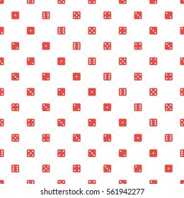 Dice seamless pattern. Gambling dices texture on white background. Vector illustration EPS 10.