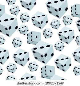 Dice seamless pattern, light cubes on a white background vector illustration