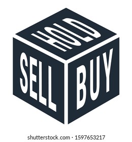 Dice. Sell, buy, hold. Vector icon on a white background.