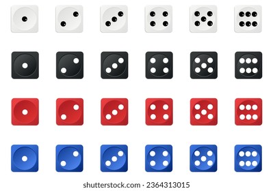 Dice set. Collection of inventory for lotteries and gambling.Vector illustration EPS10.