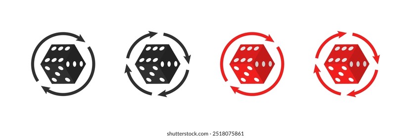 Dice set icons. Flat and silhouette style. Vector icons.