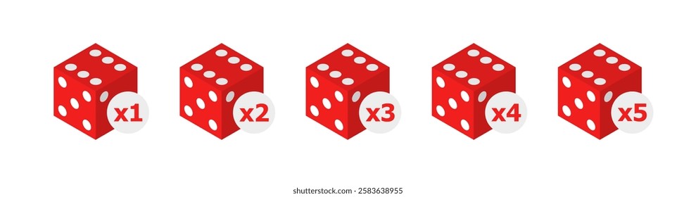 Dice set icons. Flat style. Vector icons.