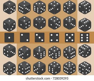 Dice, a set of dice, play dice. Flat design, vector illustration, vector.