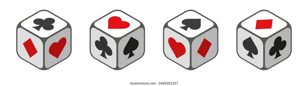 Juego de dados con juego de cartas. Clipart del Casino.