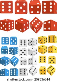 Dice in Several Positions and Colors