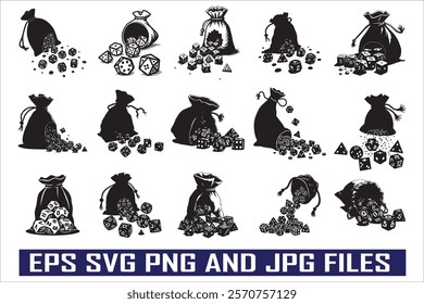 Dice Shape Silhouette Vector Collection