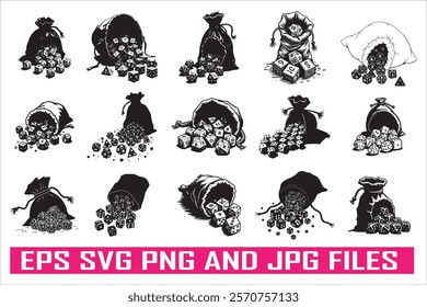 Dice Shape Silhouette Vector Collection