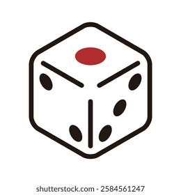 Dice showing Ace. Vector illustration of a simple white dice isometric icon