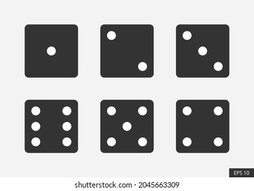 Dice sides or dice faces icon set in flat style design isolated on white background. Six sided dice. EPS 10 vector illustration.