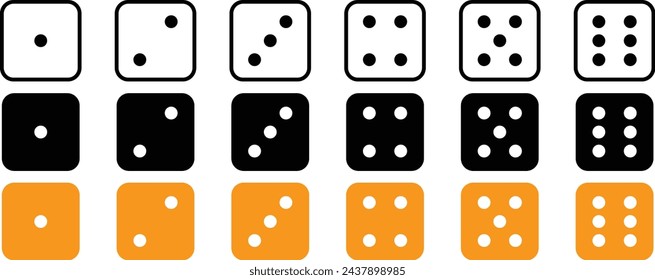 Dice sides or dice faces icon, symbol in lined and colored style. Vector Illustration