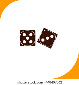 Dice sign. Brown icon on white background