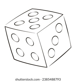 Señal de dados. Dibujo de línea de icono de dados. Símbolo del casino aislado en un fondo blanco. Concepto de negocio de juegos de azar. Ilustración vectorial.