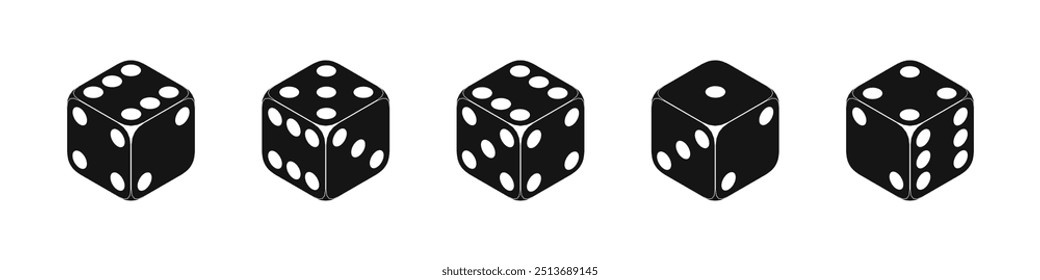  Dice silhouette icons. Simple dice shapes.
