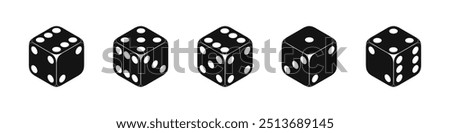  Dice silhouette icons. Simple dice shapes.
