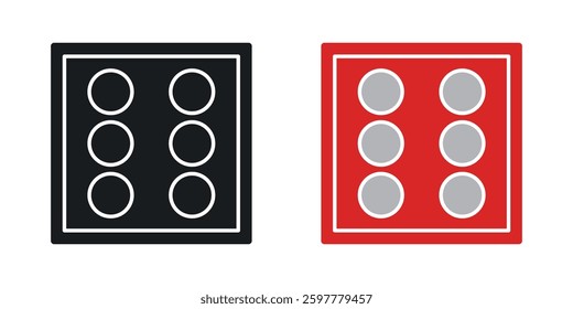 Dice six colored icon set. Stock Vector