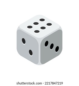 Dice six colored isometric vector illustration