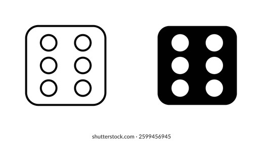 Dice six flat simple vector icons illustration set.