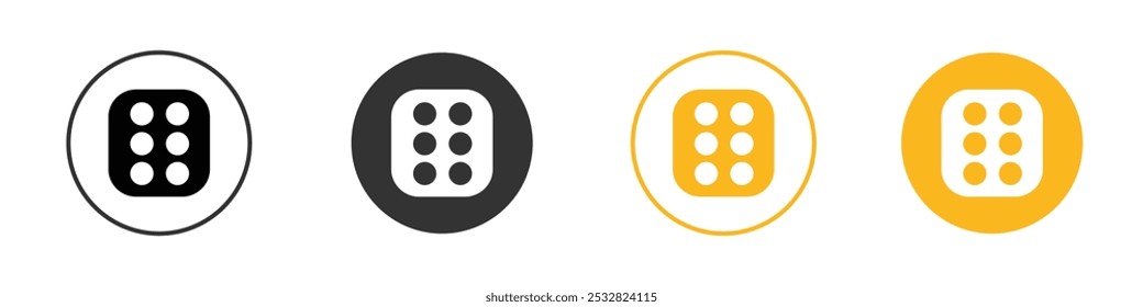 Signo de contorno de Vector blanco y negro de Dice Six Icon