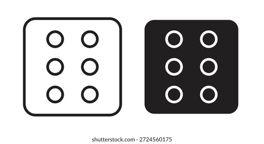 Dice six icon in doodle and stroke style.