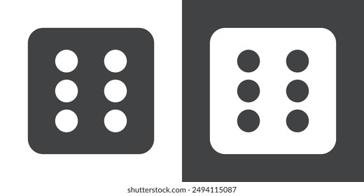 Dice Six Icon Flat set in black and white color outline vector