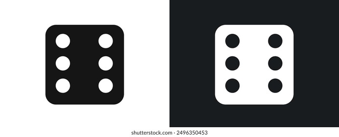 Conjunto de gráficos lineales Dice Six Icon Vector en negro