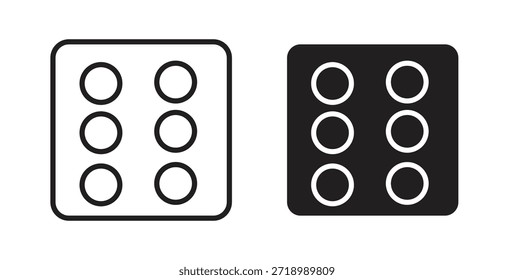 Dice six icon for mobile app, editable designs