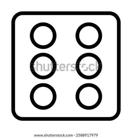 Dice Six Icon Outline vector symbol sign