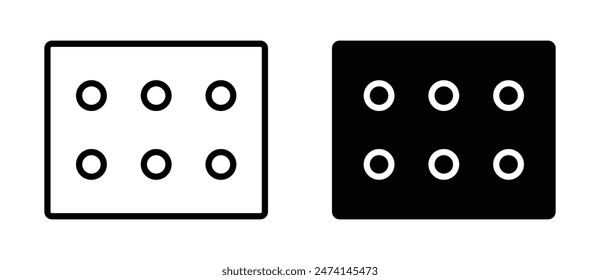 Dice Six Icon Set Six-sided dice game vector symbol. Rolling cube with six dots for casino and board games.