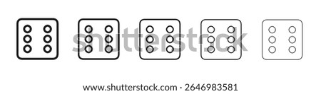 Dice Six Icon thin flat outline style vector sign