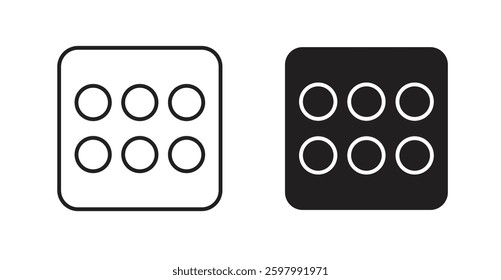 Dice six line icon vector set.